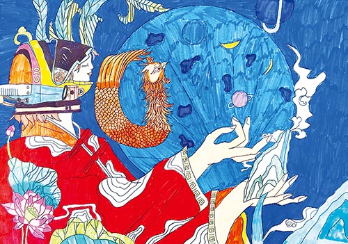 1659573702164727.jpg 4小学绘画二等奖莱西市济南路小学+描绘家乡好生活+《航天梦》+赵轩艺+15262901699.jpg